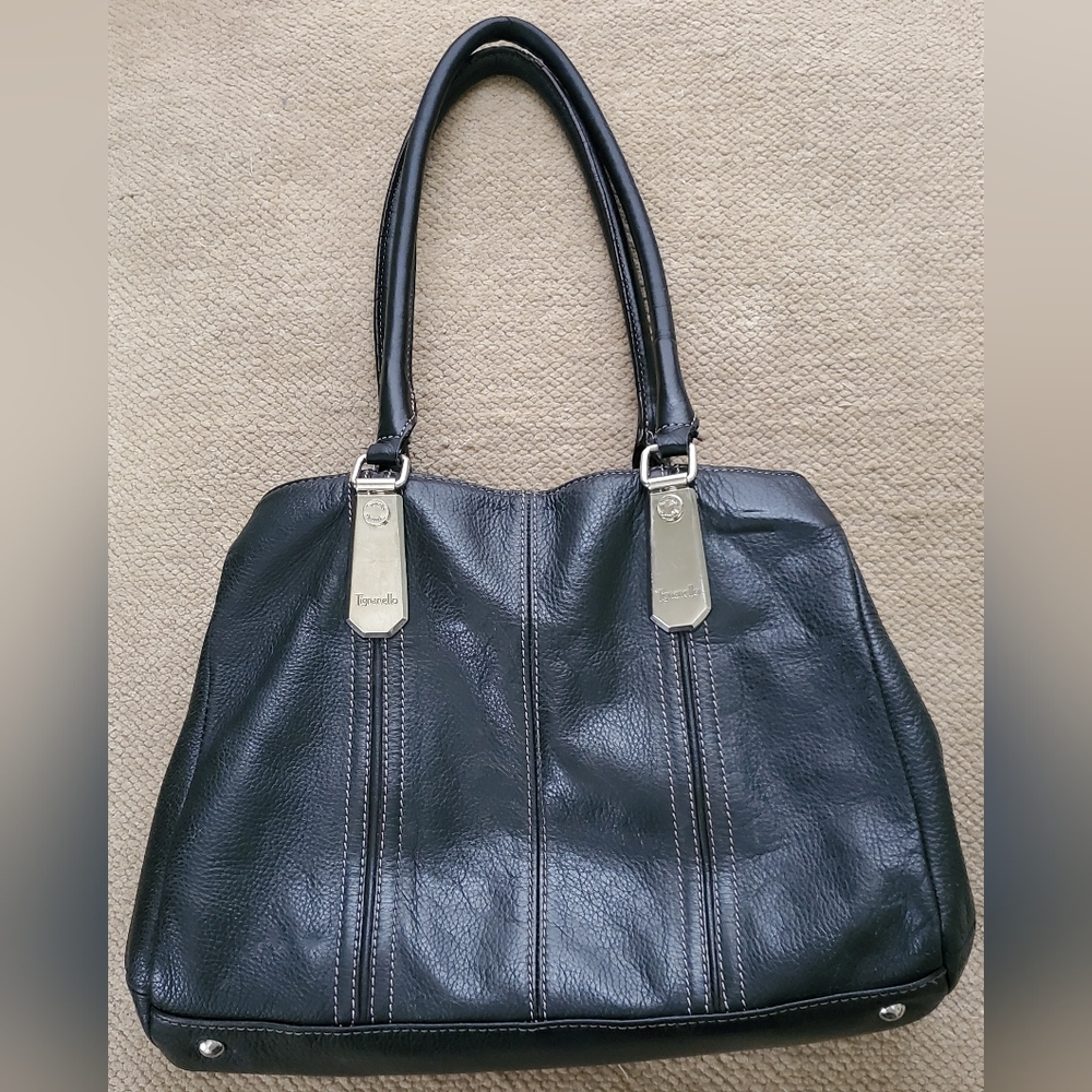 Tignanello Black Pebbled Leather Bag